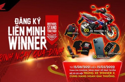 Honda Việt Nam triển khai chương trình khuyến mại dành cho khách hàng gia nhập Liên minh Winner tại ứng dụng My Honda+ - “Gia nhập Liên minh, Ring ngay quà đỉnh”